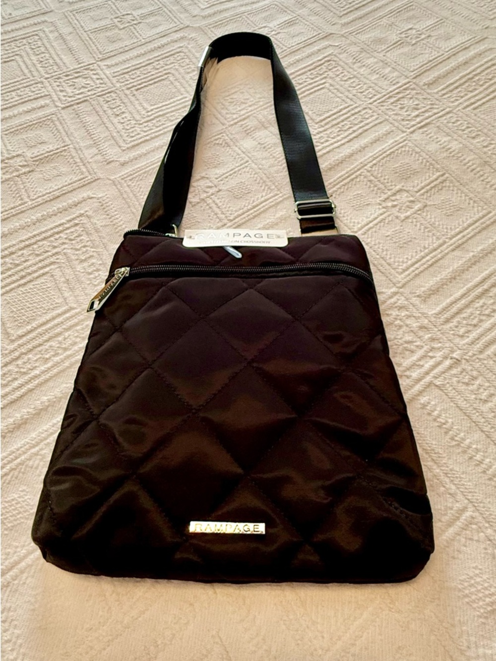 Purse - mid size crossbody - 9”wx10”h - brand new w/tags -perfect- Black quilted